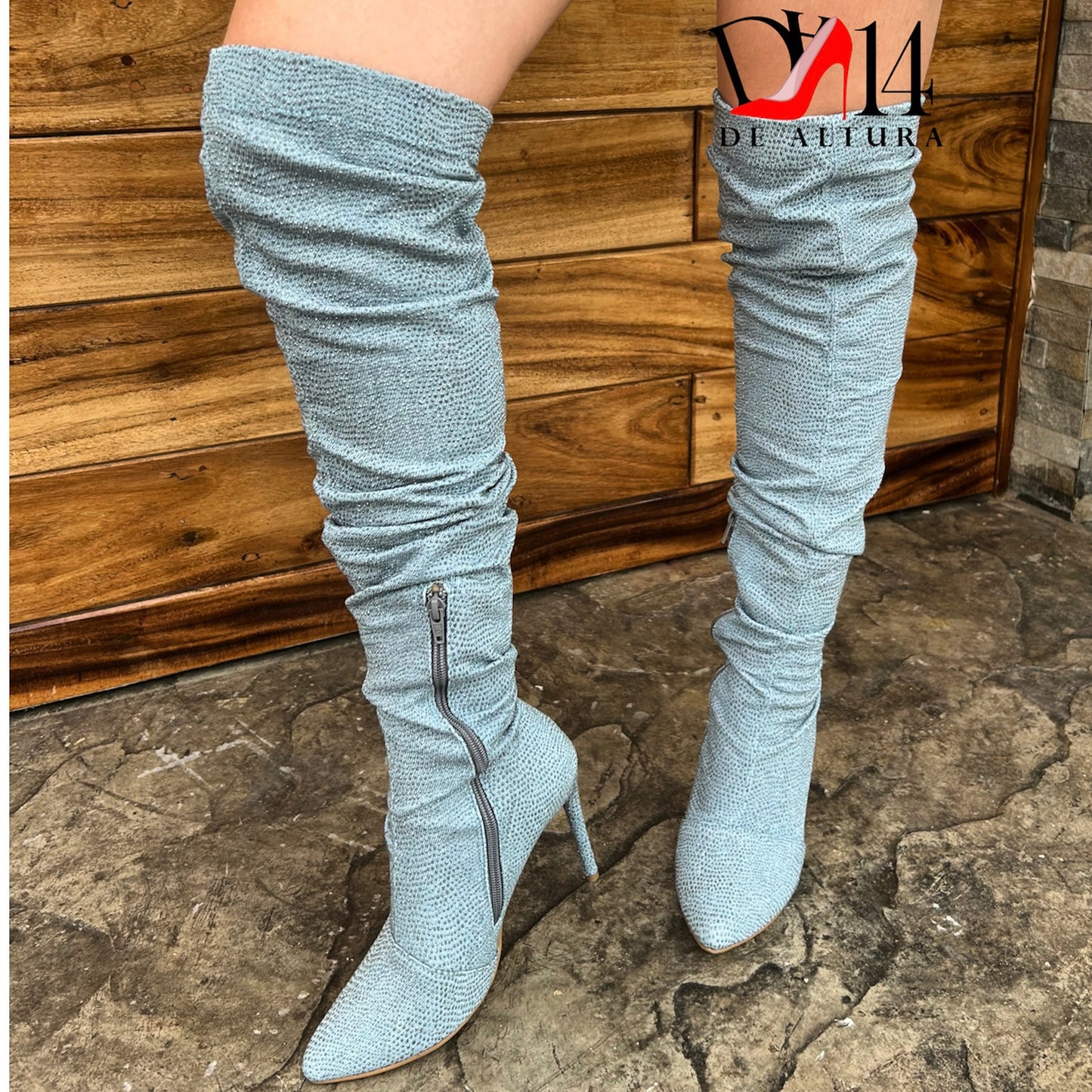 Bota mezclilla bling bling