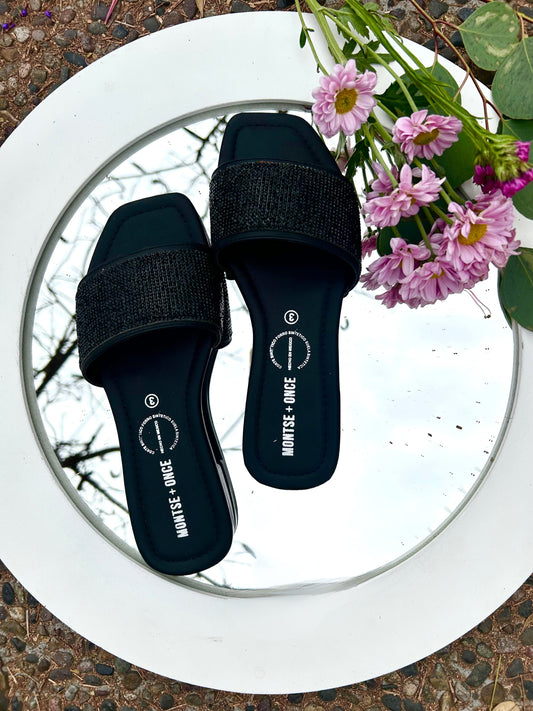 Sandalia negro cristales