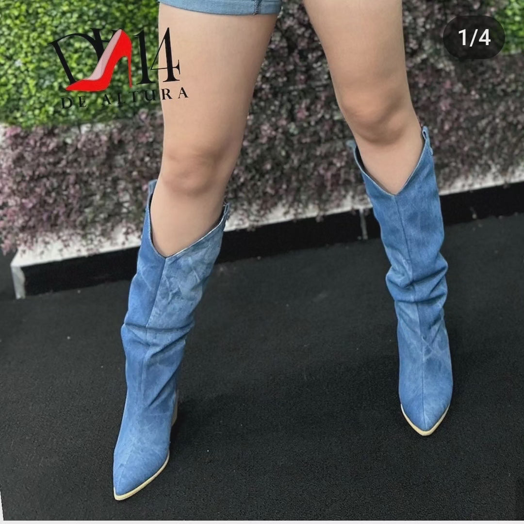 Botas vaqueras mezclilla